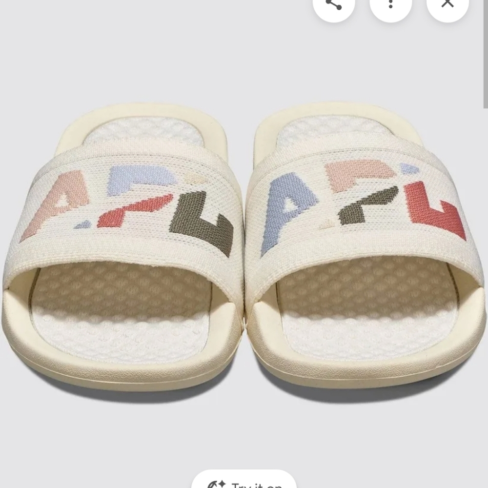 APL Techloom Slides Big Logo Pristine Pastel Womens Size 5
